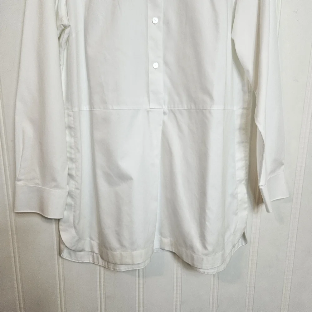 Foxcroft Top Womens Size 14 White Heritage Non-Iron Oxford Tunic Relaxed Shirt - Picture 3 of 15